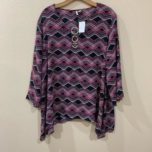 Plus Pink and black chevron top
